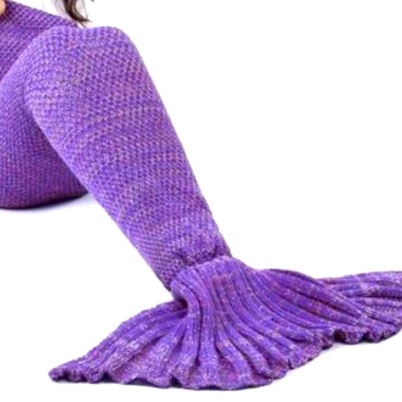 Handmade Crochet Knitted Purple Mermaid Tail Blanket Adult Size - Picture 1 of 6